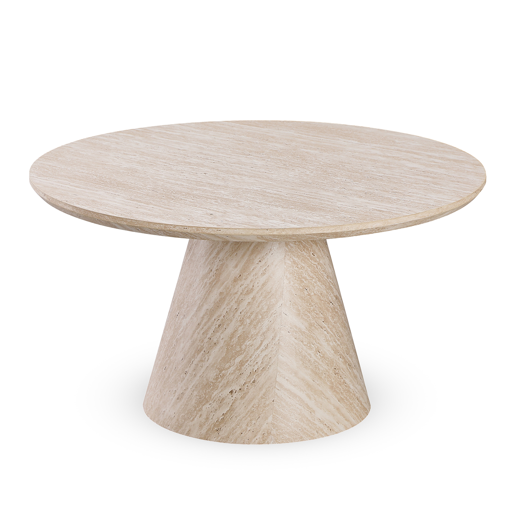 Table basse ronde Effet travertin beige