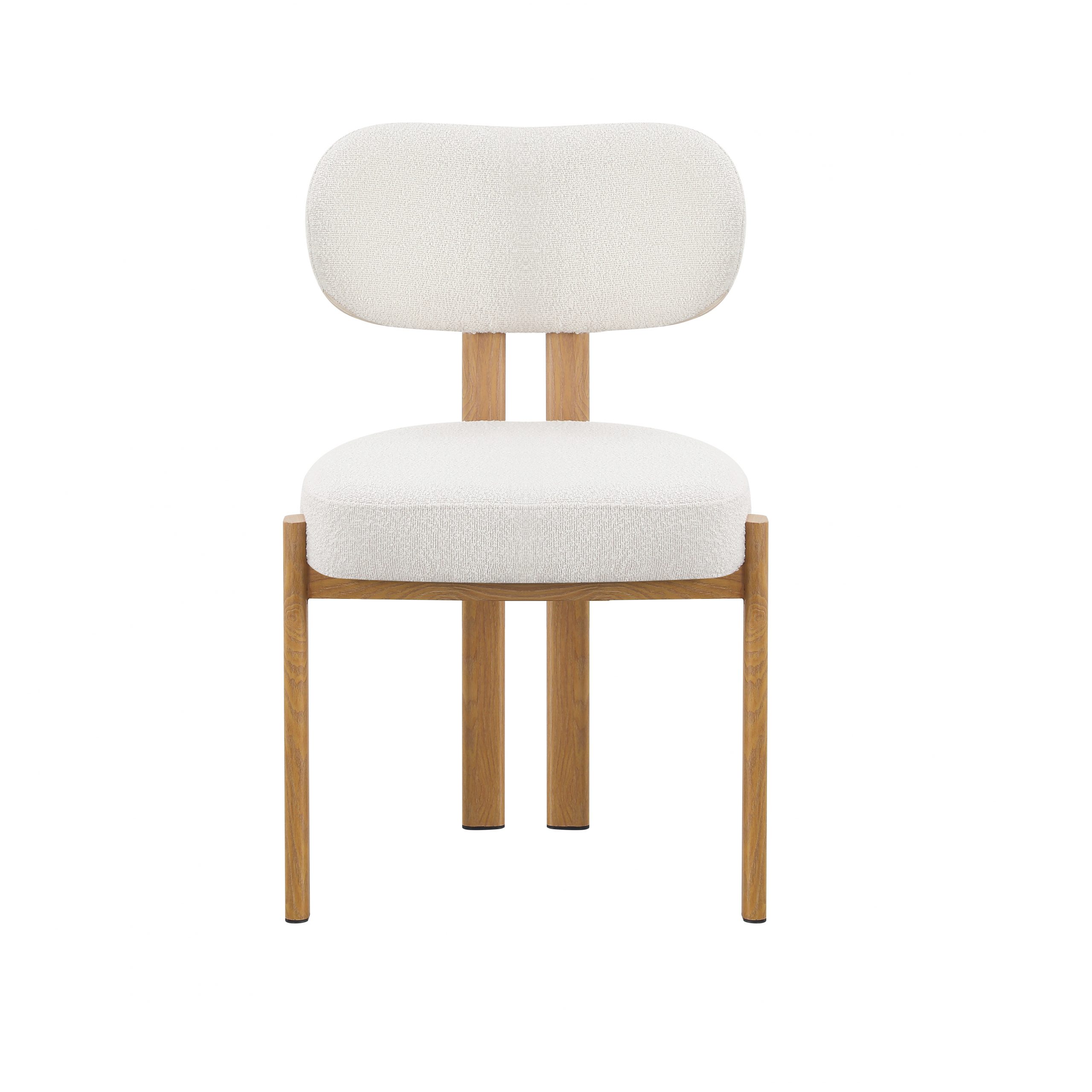 chaises en tissu bouclette et effet bois chêne - Beige et naturel - NOA