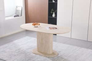 Table à manger effet travertin beige