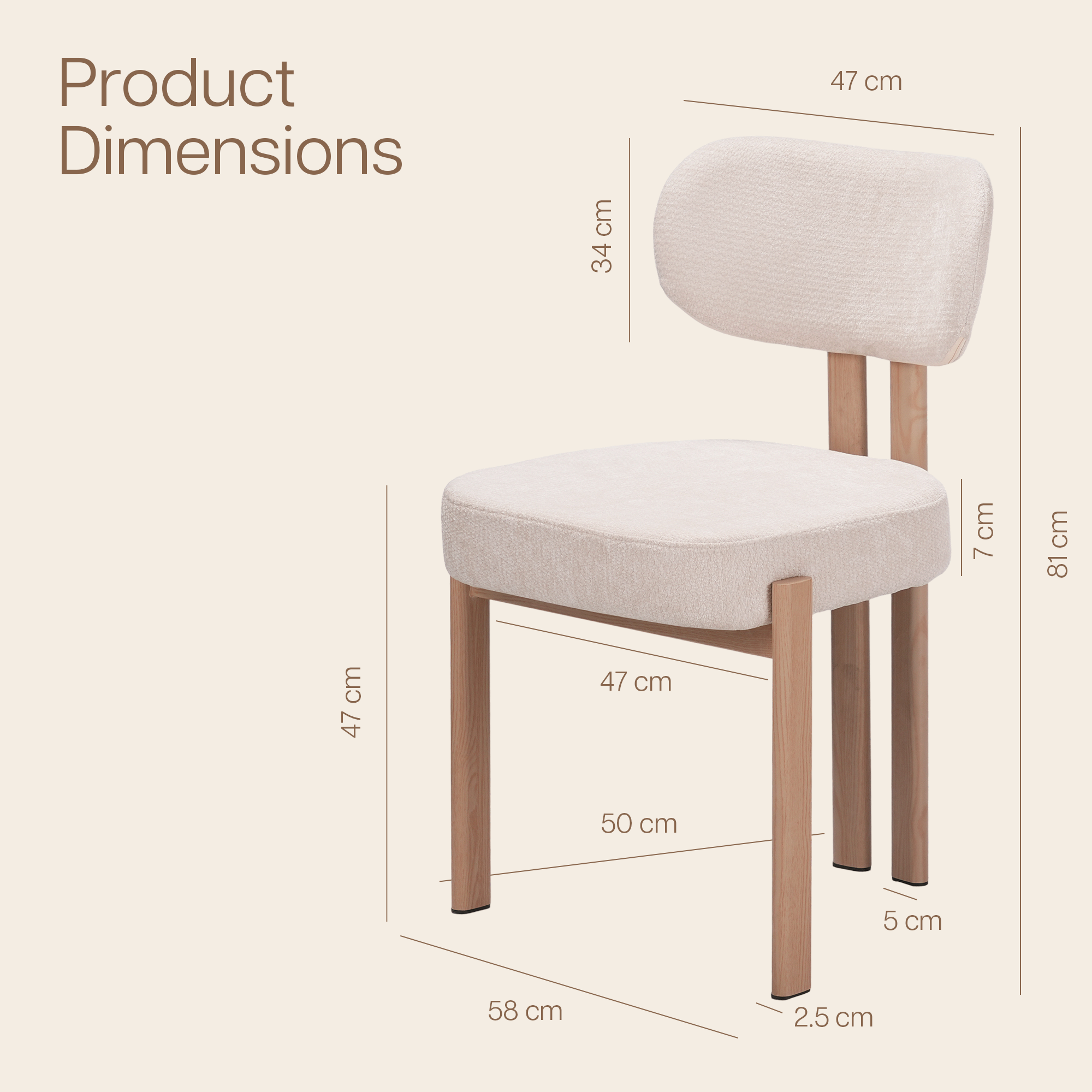 Chaises en tissu beige et effet bois chêne - Beige et naturel - NOA