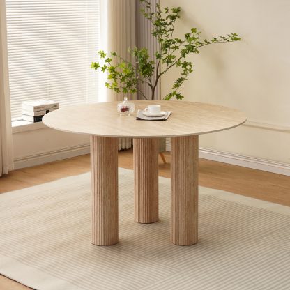 Table à manger effet travertin beige