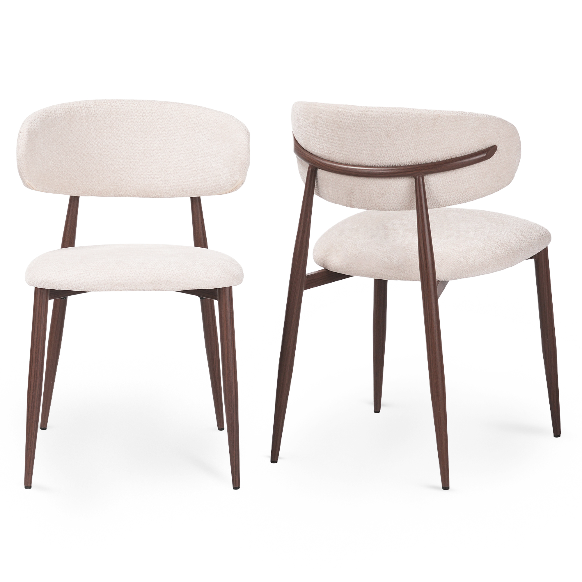Chaises en tissu beige et effet bois noyer - Beige et Foncé - LEA Chaises en tissu beige et effet bois noyer - Beige et Foncé - LEA