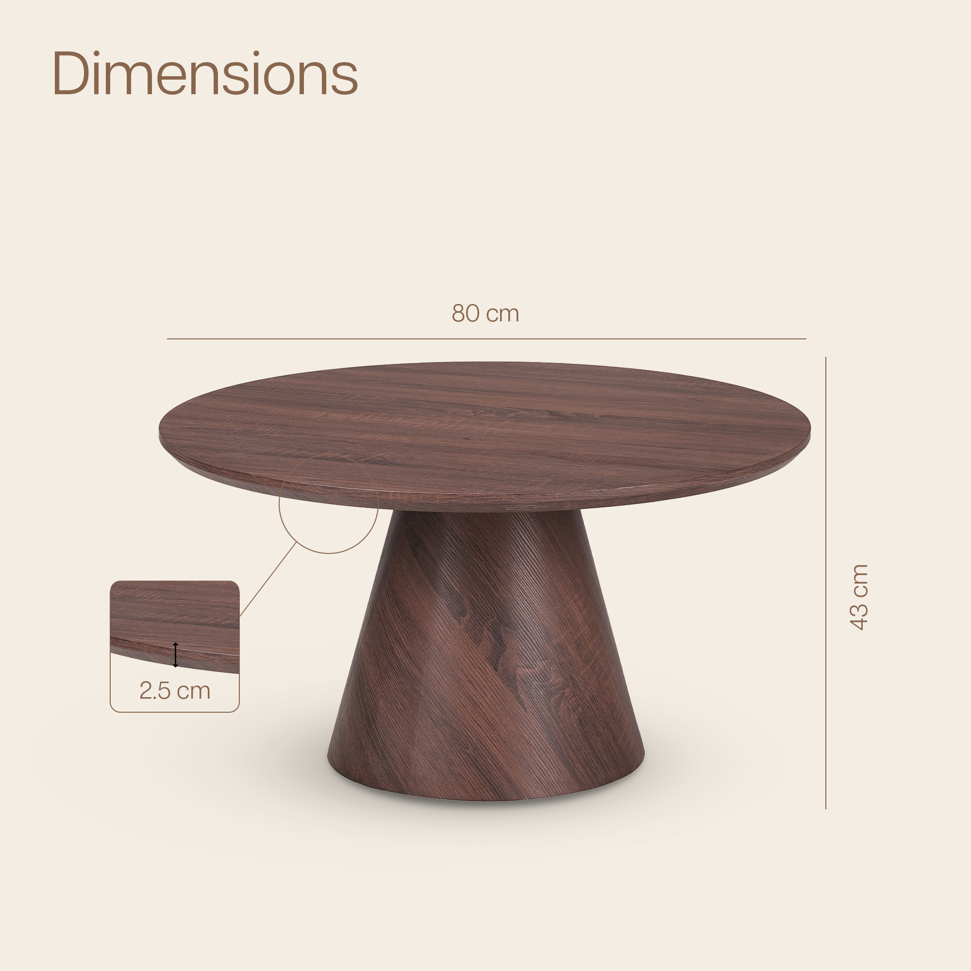 Table Basse Ronde Effet Noyer
