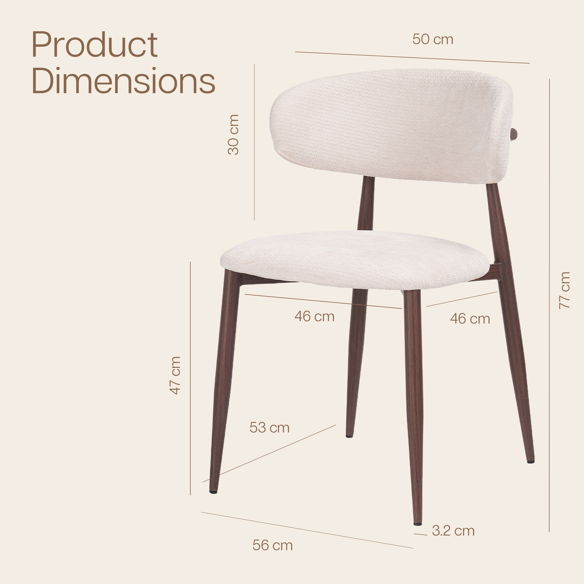 Chaises en tissu beige et effet bois noyer - Beige et Foncé - LEA