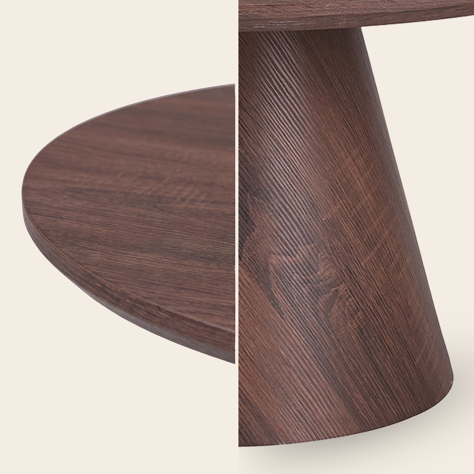 Table Basse Ronde Effet Noyer
