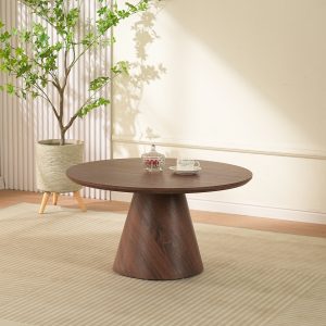 Table Basse Ronde Effet Noyer
