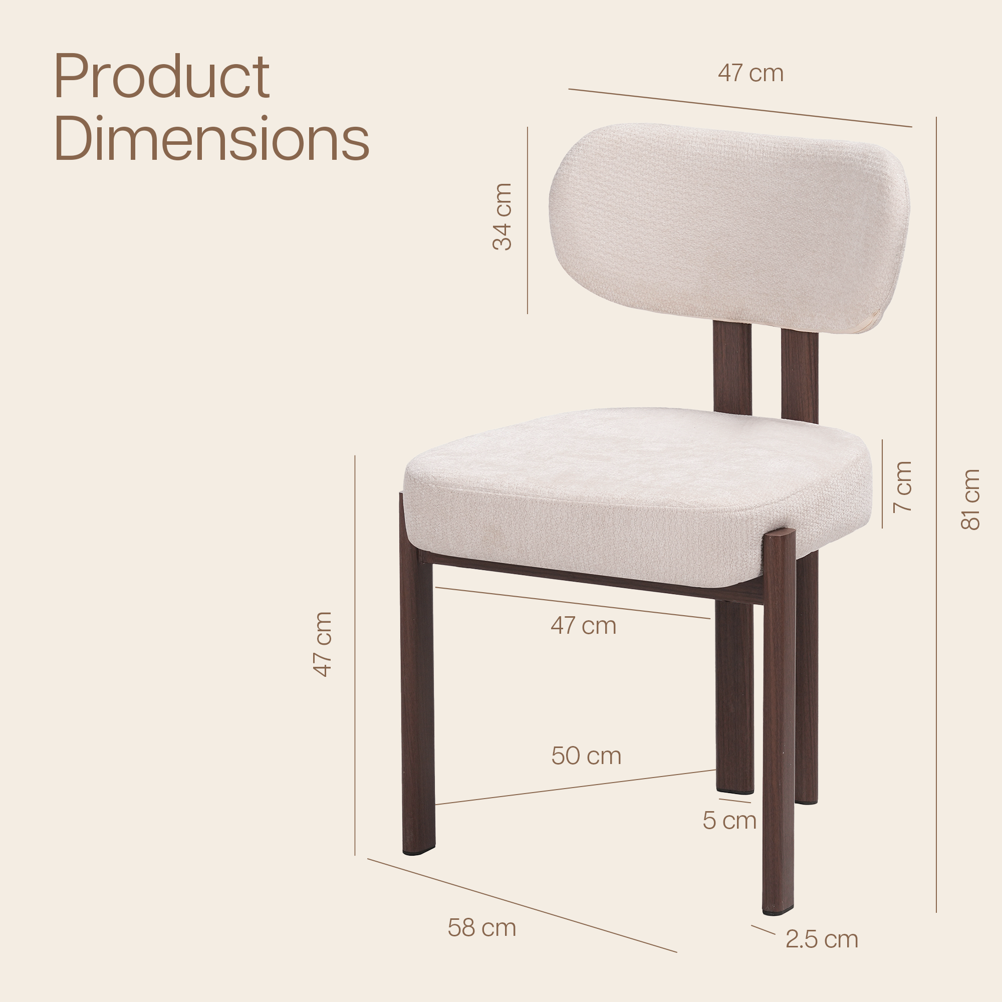 Chaises en tissu beige et pied effet noyer - Beige et Foncé - NOA